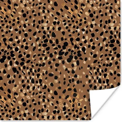 Produktbild von MuchoWow® Poster Leopard - Tiermuster - Gold 50x50 cm - Wohnzimmerdekoration