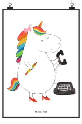 Produktbild von Mr. & Mrs. Panda Bild Einhorn Sekretärin DIN A2 - Weiß - Geschenk, Steuerbüro, Unicorn, drucke, Plakat, Wandbild, wanddeko, Büro, Kunstdruck, Einhörner