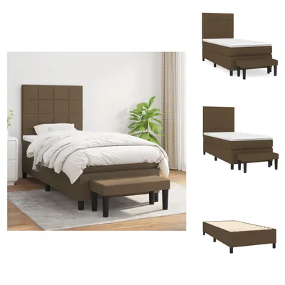 Produktbild von vidaXL Boxspringbett mit Matratze Dunkelbraun 90x200 cm Stoff -  Betten & Bettgestelle