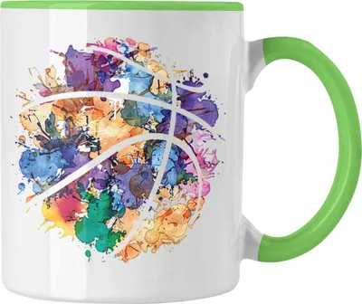 Produktbild von Trendation - Basketball Tasse Geschenk für Basketballspieler Kaffee-Becher Basketball Trainer Coach (Grün)