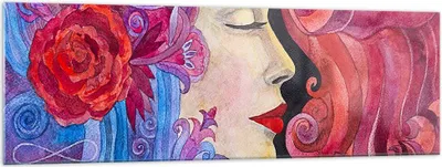 Produktbild von Bilder auf glas - Frau Abstraktion - 160x50cm - Glasbilder - Wandbilder - Kunstdruck - zum Aufhängen bereit - Wanddekoration aus Glas - Glas Bilder - Wandbild auf Glas - Einteilig - GAB160x50-4005