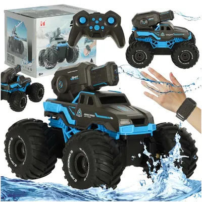 Produktbild von Wasserdichtes RC-Amphibienauto mit Handgestensteuerung + 2 Fernbedienungen, blau