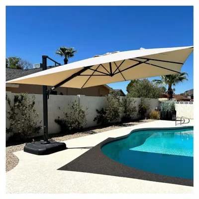 Produktbild von Ampelschirm 400 x 400 cm drehbar und neigbar, Marktschirm mit Kurbel, XXL Sonnenschutz UV50+, Beige
