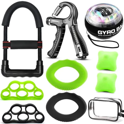 Produktbild von Handtrainer Handgreifstärker Fingertrainer - Verstellbarer Widerstand 5,5 bis 50 kg - 10 Stück mit Tragetasche