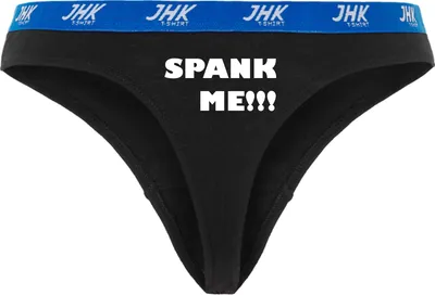 Produktbild von Damen Thong Slip - Boxer-0016-woman-black-v-S - schwarz - S - vorn - SPANK ME!!! - lustiges Motiv - Spruch - Unterwäsche - Unterhose - Freizeit - lustig