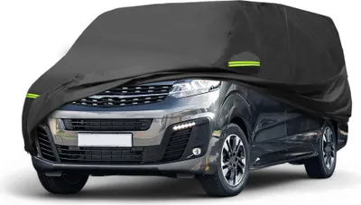 Produktbild von Autoabdeckung fš¹r Opel Zafira C 2011-2019 210D-PU Outdoor Vollabdeckung Ganzjahres-Wasserdicht Winddicht Sonnenschutz mit Fahrertš¹r Rei?verschluss Schwarz