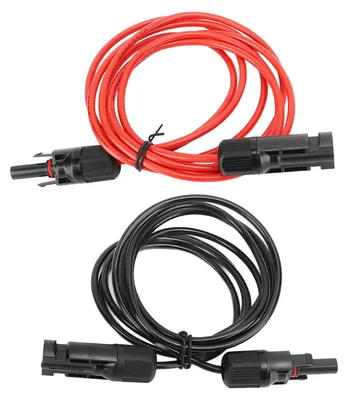 Obrázok produktu pre 2 m 6,6 ft 12 AWG predlžovací kábel solárneho panelu s konektorom a zástrčkou, červený, čierny, 2,5 mm²
