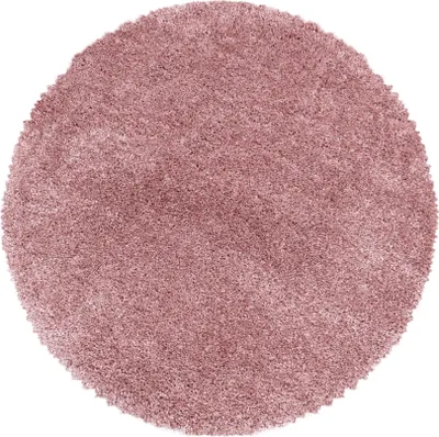 Produktbild von Teppich Wohnzimmer Hochflor Rosa 200x200 Rund Unicolor - Einfarbig aus Polyester