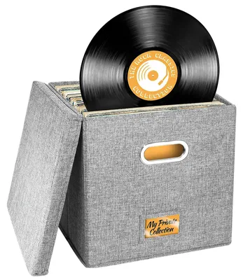 Produktbild von Vinyl Schallplatten Aufbewahrungsbox 12 Zoll, Kapazität 100 Stück, mit Deckel und Griffen, für Zuhause