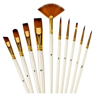 Produktbild von 10-teiliges Pinselset aus Nylon für Acryl-, Öl- und Aquarellmalerei