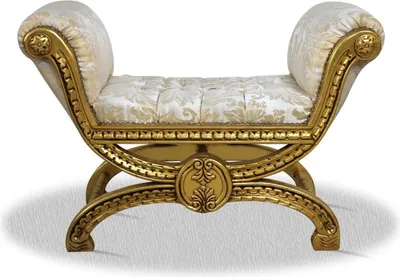 Produktbild von Casa Padrino Antik Stil Hocker Gold Weiß Muster - Barock Sitzhocker