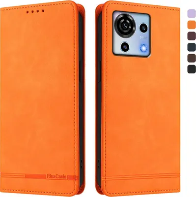 Image de Etui pour ZTE Blade V50 Vita, étui rétro en cuirPolyuréthaneavec support et fentes pour cartes Orange