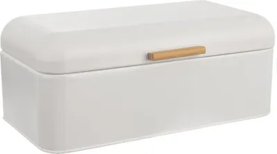 Produktbild von Orion Brotkasten Brotdose Küchenbehälter zur Brotlagerung weiß aus Metall mit Bambusgriff WHITELINE 42x24x16,5 cm