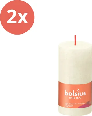 Produktbild von Bolsius - Rustikale Stumpenkerze - 100/50 - 1 Stück pro Packung - Soft Pearl - Vorteilspack - 2 Stücke
