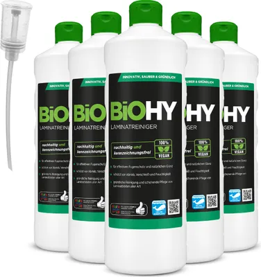 Produktbild von BiOHY Laminatreiniger (6x1l Flasche) + Dosierer | Laminatpflege auf speziell abgestimmter Tensidkombination | reinigt gründlich, schonend & reduziert Wiederverschmutzung