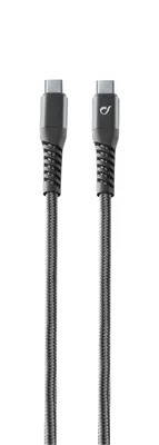 Produktbild von Cellularline Tetra Force Cable 120cm - USB-C to USB-C Ultra-widerstandsfähiges USB-C-zu-USB-C-Kabel, 1,2 m, USB C, USB C, Schwarz
