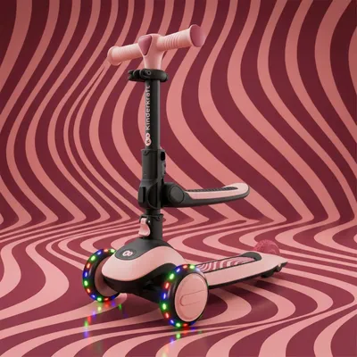Produktbild von Kinderkraft HALLEY 2 – 2-in-1 Balance-Kinderroller mit Sitz 25–33 cm, höhenverstellbar, LED-Räder, klappbar, 4 Lenkerhöhen, Rosa