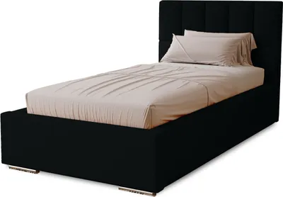 Produktbild von Polsterbett Dream 90x200 cm, Bett mit Kopfteil, Doppelbett mit Bettkasten, Lattenrost und Matratze aus Holz, Velourstoff:  Schwarz