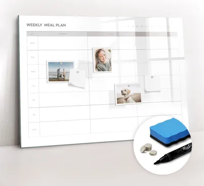 Produktbild von Magnetpinnwand Memoboard - Zubehörsatz - Schwarzer Marker + Schwamm + Magnete - 100 x 70 cm - Einfaches Menü