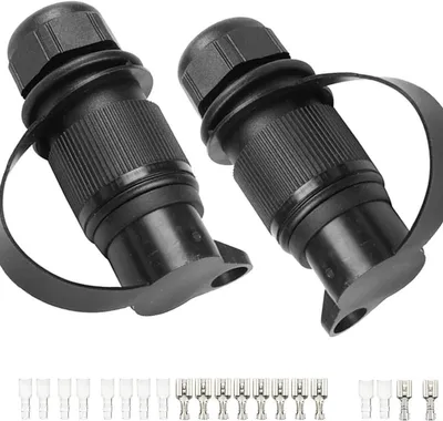 Productafbeelding van Aanhangerstekker 3-polig - Stekker tractor landbouw - Aanhanger verlichting - Waterdichte uitvoering - 12V 25A - Zwart