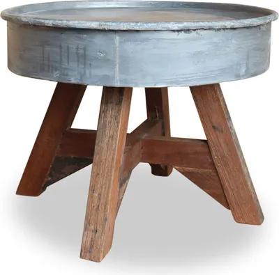 Produktbild von The Living Store Couchtisch Massiv-Altholz 60 x 45 cm Silber