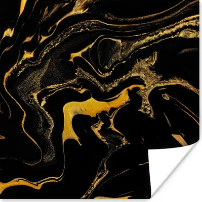 Produktbild von MuchoWow® Poster Muster - Gold - Schwarz 75x75 cm - Wand Dekoration