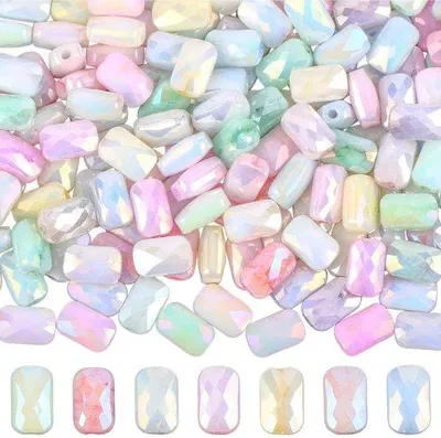 Immagine prodotto di Set di perline rettangolari sfaccettate in 7 colori per la creazione di gioielli