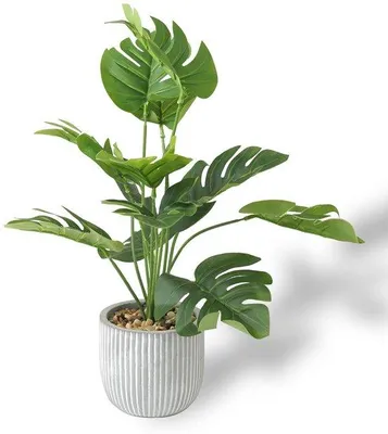 Obrázek produktu pro Umělá rostlina, výška 32 cm - palmový strom - zelené listy - dekorace do domácnosti a kanceláře