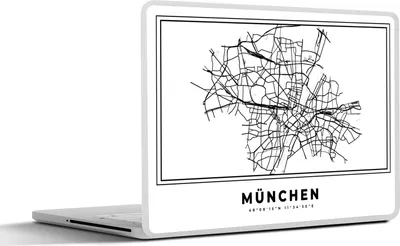 Produktbild von MuchoWow® Laptop Aufkleber Sticker Cover Karte - Stadtplan - München - Deutschland - Schwarz-Weiß 40x30 cm - Laptop Dekoration - Selbstklebend