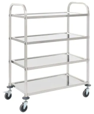 Zdjęcie produktu dla Wózek serwowy – wózek kuchenny – wózek pomocniczy – stal nierdzewna – 4 poziomy – z kółkami – 107x55x125 cm
