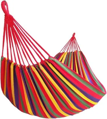 Produktbild von Grosse Baumwoll-Hängematte für 2 Personen 250x160cm Gesamt-Länge 350cm Tragfähigkeit 300kg Für Innen- und Außenbereich geeignet