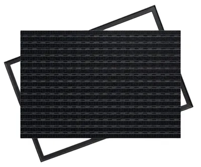 Produktbild von POLENTEX Aluminium Fußmatte für Türen, 80x60 cm, 12 mm Profilhöhe, Premium Black, Bürste, Farbe: Schwarz, für Innen- und Außenbereiche