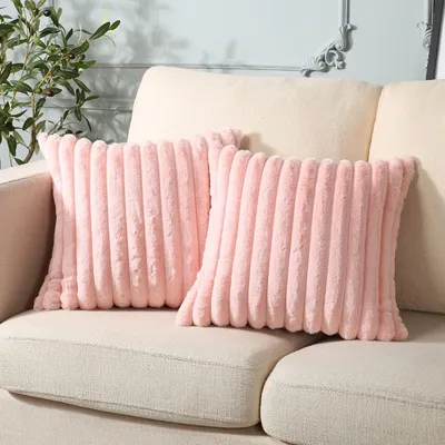 Produktbild von OKWISH Kissenbezüge 2 Stück Kissenbezug Kissenhülle Kopfkissenbezug Kissen Bezug Weich, 50x50cm Sofakissen Couchkissen Bezug Sofa Reißverschluss Rosa