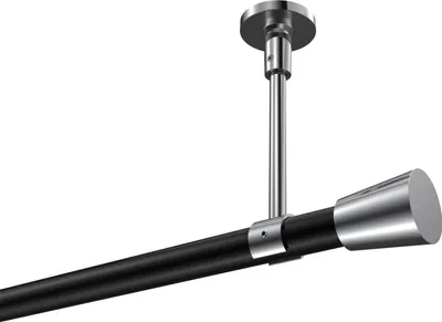 Produktbild von Interdeco Gardinenstange / Vorhangstange Schwarz / Chrom, Typ Sonette Sitra (Konus) ohne Ringe, Deckenmontage, 20 mm Ø 1-läufig, 280 cm