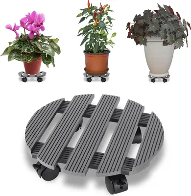 Image de Jopassy Rouleau pour plantes WPC, pour extérieur & intérieur, résistant aux intempéries, rond, gris