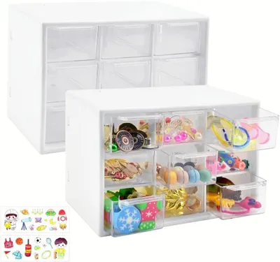 2er-Pack Schubladen-Organizer, 9 Fächer, 18x12x10 cm, Weiß