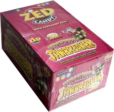 Produktbild von ZED Candy Strawberry Jawbreaker, Erdbeerbonbons mit Kaugummikern (40 x 5 Stk pro Box)