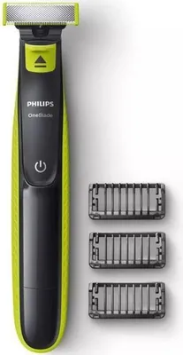 Image de Tondeuse à barbe PHILIPS Oneblade QP2724/10, 3 attaches (1, 3, 5 mm), Sans fil rechargeable, Vert/Noir