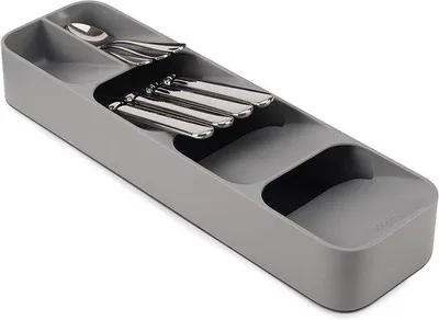 Produktbild von Famanu Bestecklade Organizer mit 5 Fächern für 24+ Teile - Grau