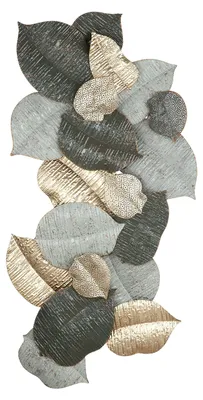 Image de Gilde Wandrelief, Blatt, "Blätterregen", Metall, grün, VE 1, L. 7 cm, B. 113 cm, H. 60 cm 67790 4063387677902