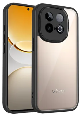 Image de Etui pour Vivo Y300 GT coque arrière transparente avec cadre TPU, antichoc Noir