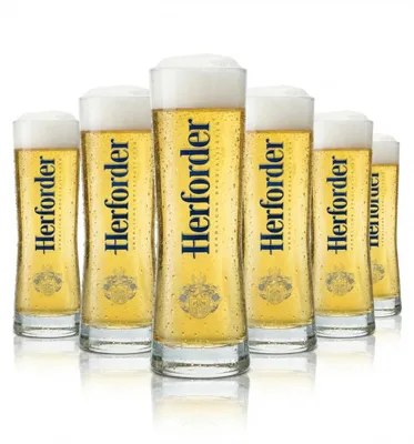 Produktbild von 6x Herforder Bier Glas 0,25l Stange Pokal Becher Pils Gläser Brauerei Bar Gastro