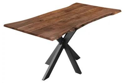 Produktbild von Esstisch Baumkante massiv Akazie nussbaum 120 cm Spider-Gestell schwarz HELENE