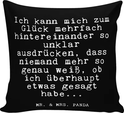 Produktbild von Mr. & Mrs. Panda Deko Kissen Ich kann mich zum... - Schwarz - Geschenk, Kollegin, Sofakissen, couch, Familie, Kuschel, Lustige Sprüche, Kollegen, 40x40, lustig, Polster