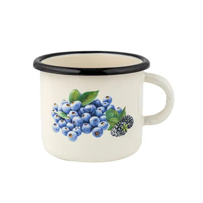 Produktbild von Emaillebecher 0,5 l Becher Emaille Trinkbecher Retro Heidelbeere PLESZEW