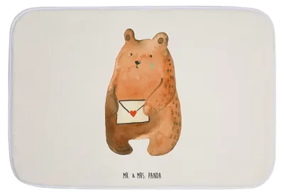 Produktbild von Mr. & Mrs. Panda badezimmermatte Bär Liebesbrief - Weiß - Geschenk, Teddy, Badteppich, Liebeskummer, Freund, duschmatte, Badläufer, Partner, Sehnsucht, Badematte
