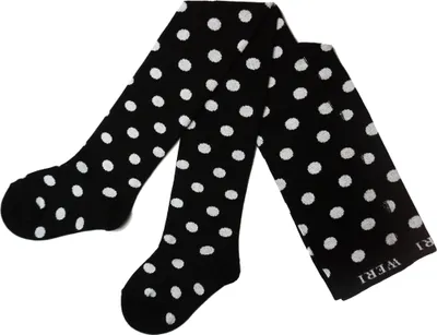 Produktbild von Kinderstrumpfhosen für Mädchen aus Baumwolle Kleine Punkte Schwarz und Weiß Größe 122-128