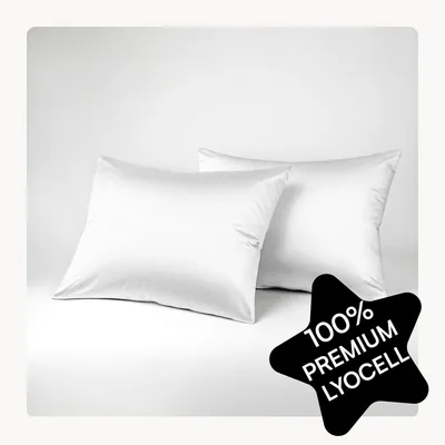 Kissenbezug 40x80 cm, 2er Set, Weiß, Lyocell Tencel, Reißverschluss