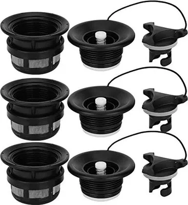 Produktbild von 3 Stück Schlauchboot-Luftventil, Sicherheits-Ruderboot-Luftventil Aufblasbares Ventil Ersatz mit Filter für Schlauchboot-Kajaks(schwarz)