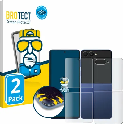 Produktbild von 2x BROTECT Fullscreen Schutzfolie für Samsung Galaxy Z Flip 7 (Display+Rückseite) Displayschutz Folie Fullcover Matt Entspiegelungsfolie
